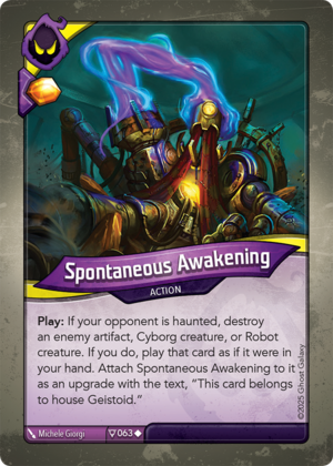 Spontaneous Awakening, a KeyForge card illustrated by Michele Giorgi