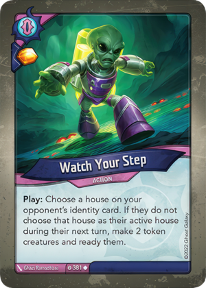 Watch Your Step, a KeyForge card illustrated by Ghais Ramadhani