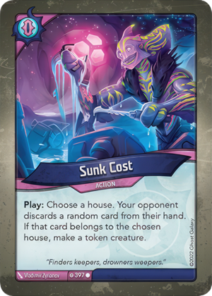 Sunk Cost, a KeyForge card illustrated by Vladimir Zyrianov
