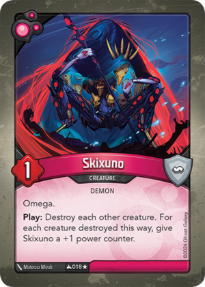 Skixuno, a KeyForge card illustrated by Matthew Mizak