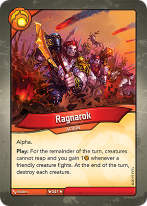 Ragnarok, a KeyForge card illustrated by Brolken
