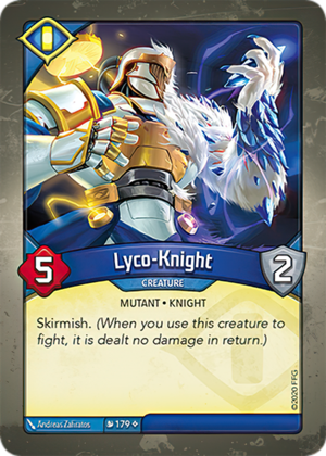Lyco-Knight, a KeyForge card illustrated by Andreas Zafiratos