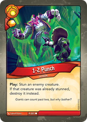 1-2 Punch, a KeyForge card illustrated by Gabriel Rubio