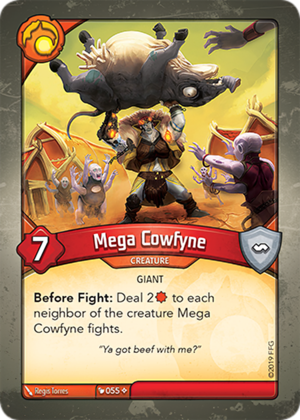 Mega Cowfyne, a KeyForge card illustrated by Regis Torres