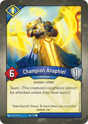 Champion Anaphiel, a KeyForge card illustrated by Forrest Imel