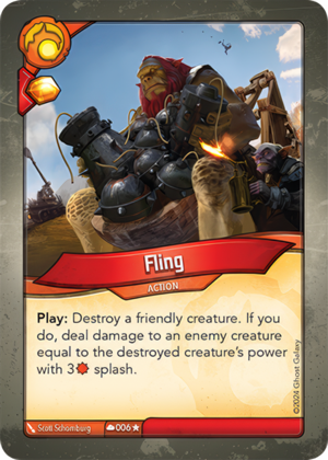 Fling, a KeyForge card illustrated by Scott Schomburg