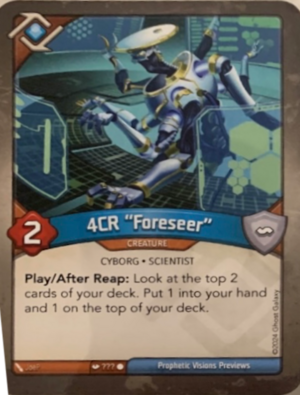 4CR “Foreseer”, a KeyForge card illustrated by Cyborg