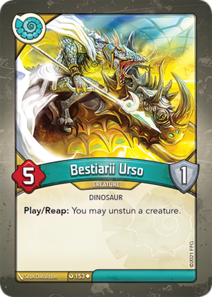 Bestiarii Urso, a KeyForge card illustrated by Sean Donaldson