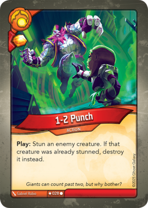 1-2 Punch, a KeyForge card illustrated by Gabriel Rubio