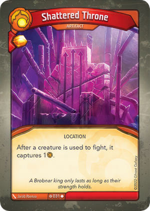 Shattered Throne, a KeyForge card illustrated by Jacob Atienza