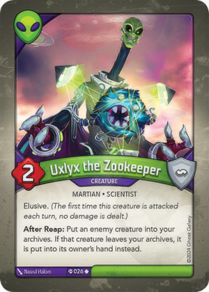 Uxlyx the Zookeeper (Elders), a KeyForge card illustrated by Martian