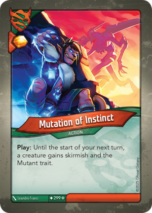 Mutation of Instinct, a KeyForge card illustrated by Leandro Franci