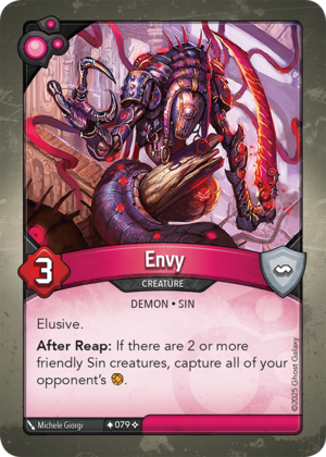 Envy, a KeyForge card illustrated by Michele Giorgi