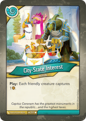 City-State Interest, a KeyForge card illustrated by David Auden Nash