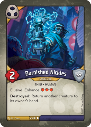 Burnished Nickles, a KeyForge card illustrated by Human
