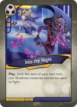 Into the Night, a KeyForge card illustrated by Jorge Ramos