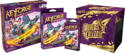 Different KeyForge products for Worlds Collide