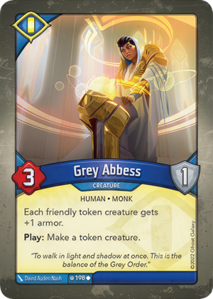 Grey Abbess, a KeyForge card illustrated by Human