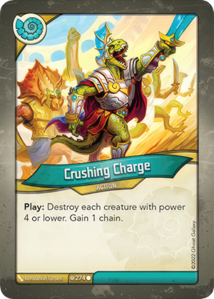 Crushing Charge, a KeyForge card illustrated by Konstantin Turovec
