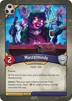 Mastermindy, a KeyForge card illustrated by David Tenorio