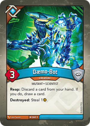 Dæmo-Bot, a KeyForge card illustrated by Colin Searle