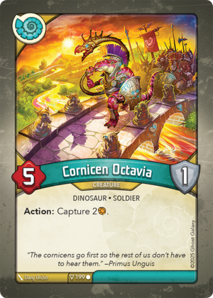 Cornicen Octavia, a KeyForge card illustrated by Dany Orizio