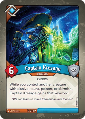 Captain Kresage, a KeyForge card illustrated by Colin Searle
