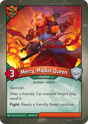 Mercy, Malkin Queen, a KeyForge card illustrated by David Auden Nash