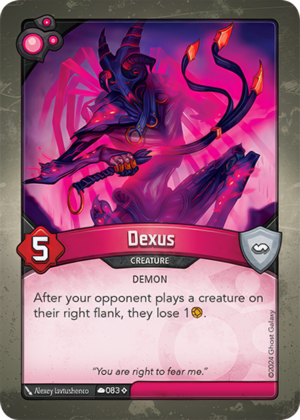 Dexus, a KeyForge card illustrated by Demon