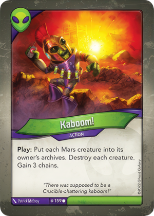 Kaboom!, a KeyForge card illustrated by Patrick McEvoy