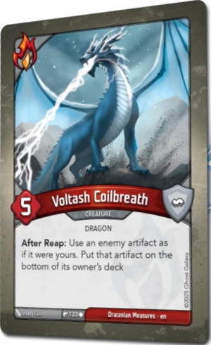 Voltash Coilbreath, a KeyForge card illustrated by Dragon