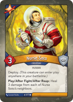 Nurse Soto, a KeyForge card illustrated by Human