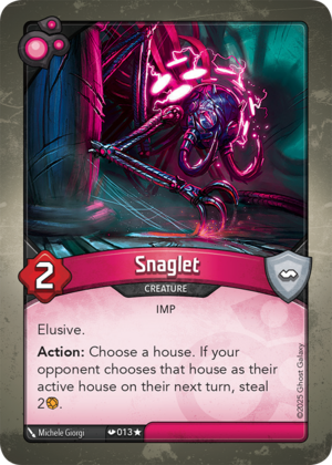Snaglet, a KeyForge card illustrated by Michele Giorgi