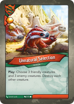 Unnatural Selection, a KeyForge card illustrated by Tomek Larek