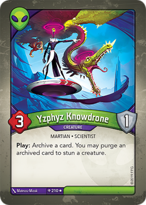 Yzphyz Knowdrone, a KeyForge card illustrated by Martian