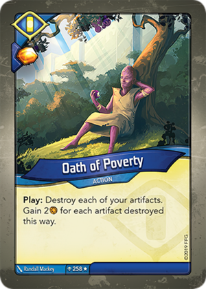 Oath of Poverty, a KeyForge card illustrated by Randall Mackey