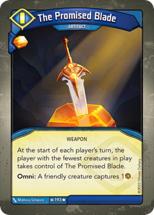 The Promised Blade, a KeyForge card illustrated by Matheus Schwartz