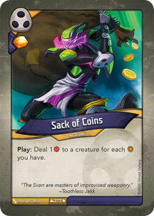 Sack of Coins, a KeyForge card illustrated by Rodrigo Camilo