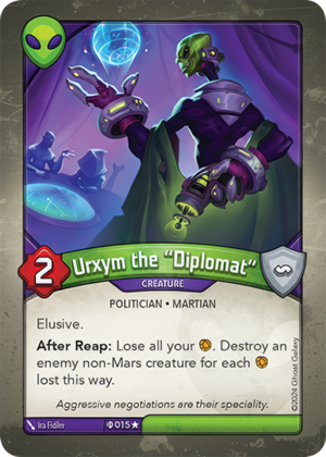 Urxym the “Diplomat” (Elders), a KeyForge card illustrated by Martian