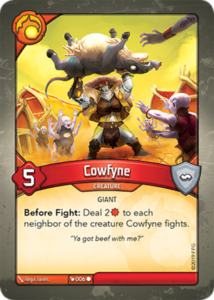 Cowfyne, a KeyForge card illustrated by Regis Torres