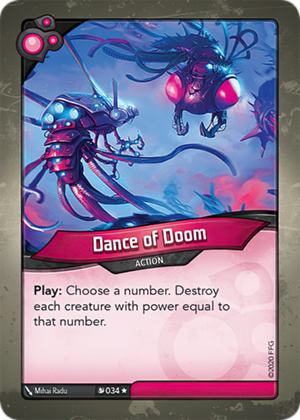 Dance of Doom, a KeyForge card illustrated by Mihai Radu