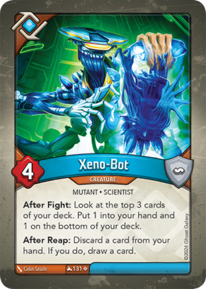 Xeno-Bot, a KeyForge card illustrated by Colin Searle