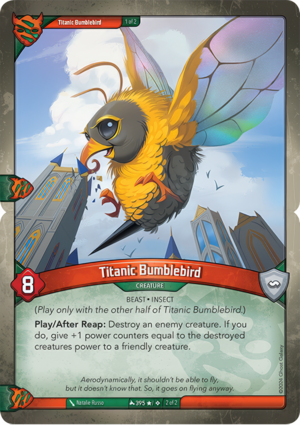 Titanic Bumblebird, a KeyForge card illustrated by Natalie Russo