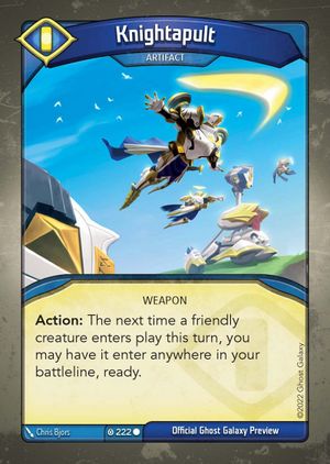 Knightapult, a KeyForge card illustrated by Chris Bjors