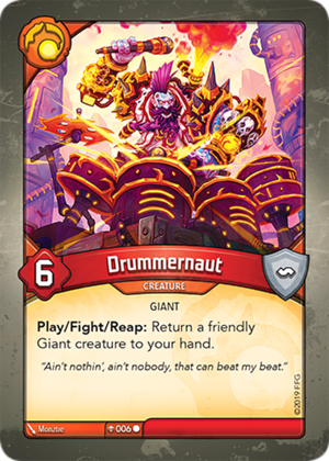 Drummernaut, a KeyForge card illustrated by Monztre