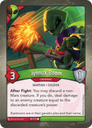 Jynnux Boom (Ironyx Rebels), a KeyForge card illustrated by Martian