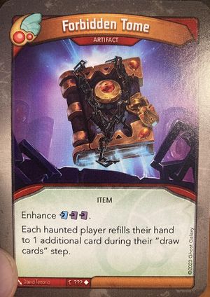 Forbidden Tome, a KeyForge card illustrated by David Tenorio