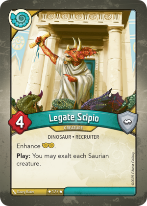 Legate Scipio, a KeyForge card illustrated by Dinosaur