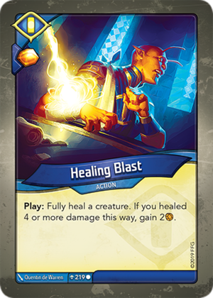 Healing Blast, a KeyForge card illustrated by Quentin de Warren