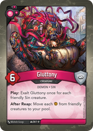 Gluttony, a KeyForge card illustrated by Michele Giorgi